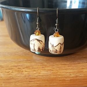 Hand wood burned earrings